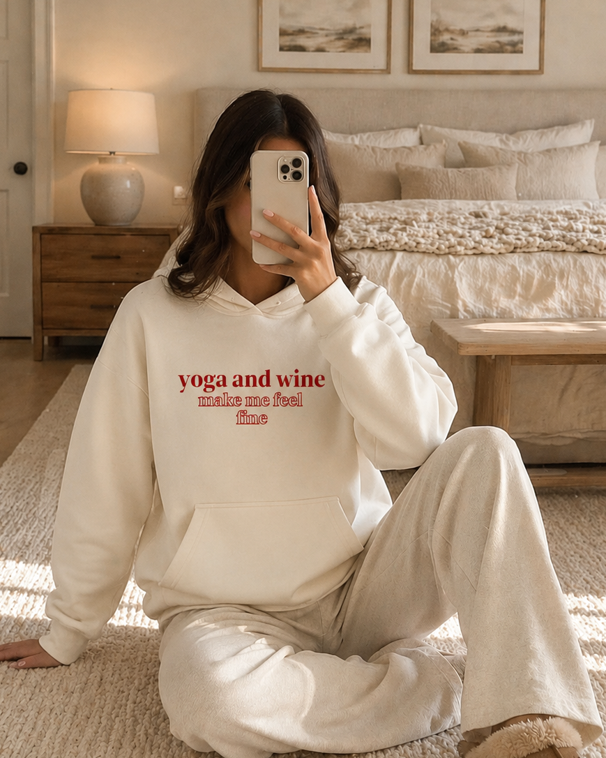 YOGA & WINE Oversized Hoodie
